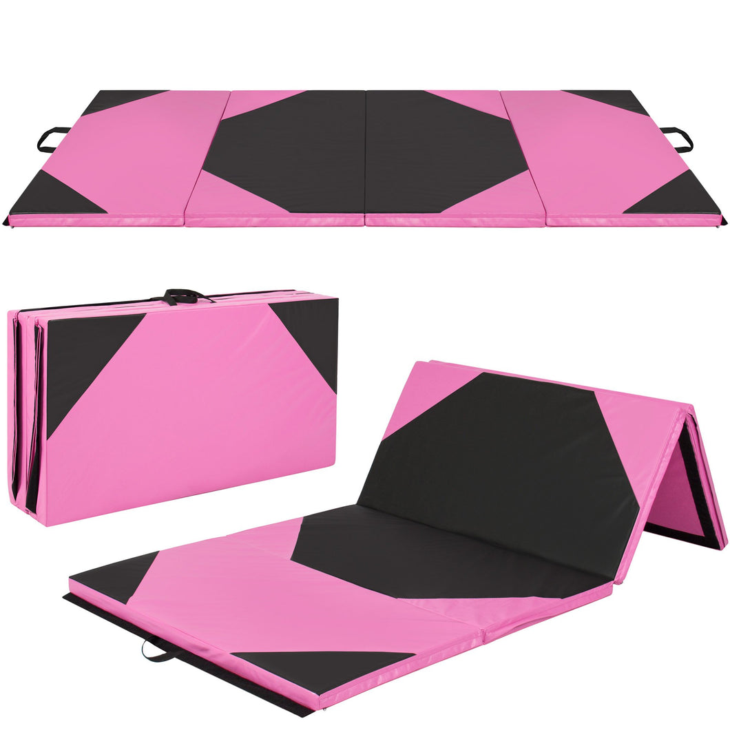 10 FT Folding Gymnastics Mat - Pink/Black
